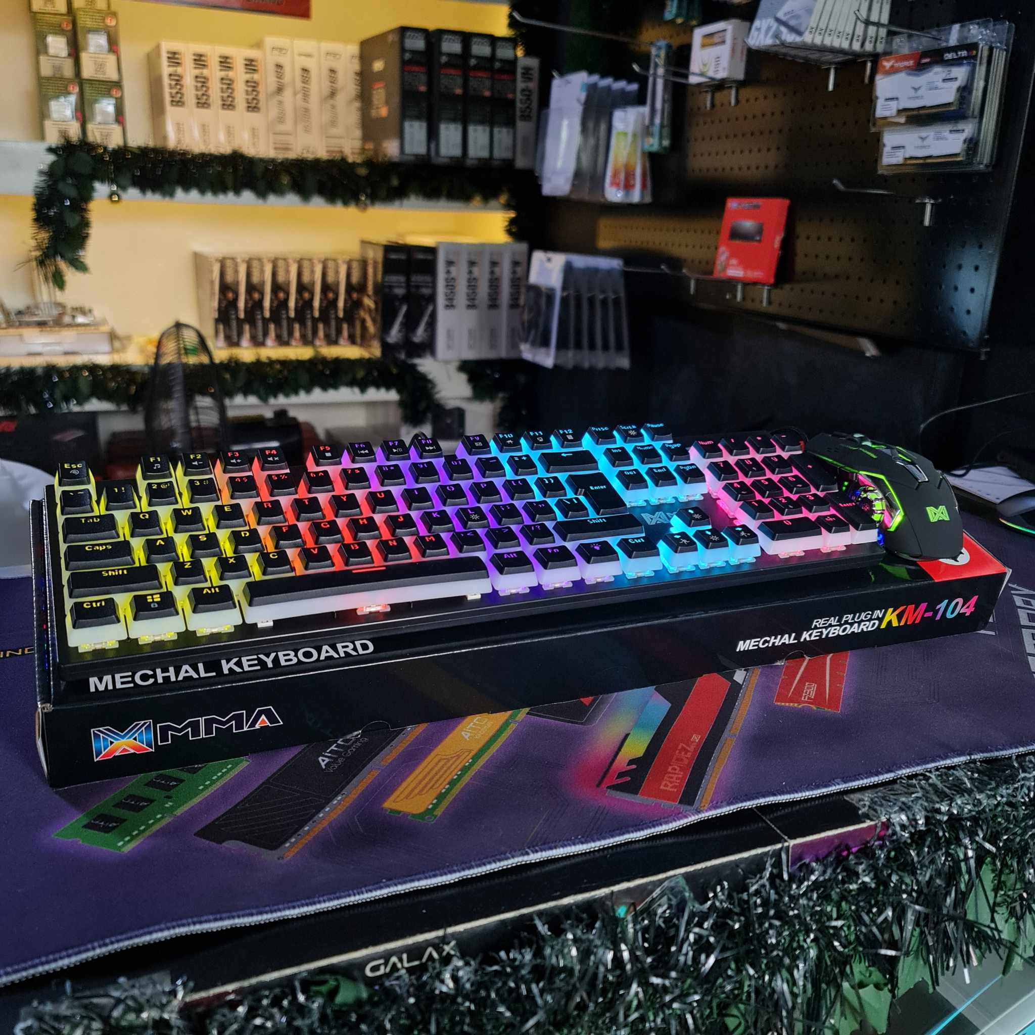 MMA KM104 Mechanical Keyboard & Mouse Bundle - Black