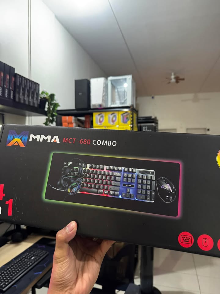 4 in 1 BLACK | Keyboard , Mouse & Headset + Long Mousepad - MMA MCT 680 Combo