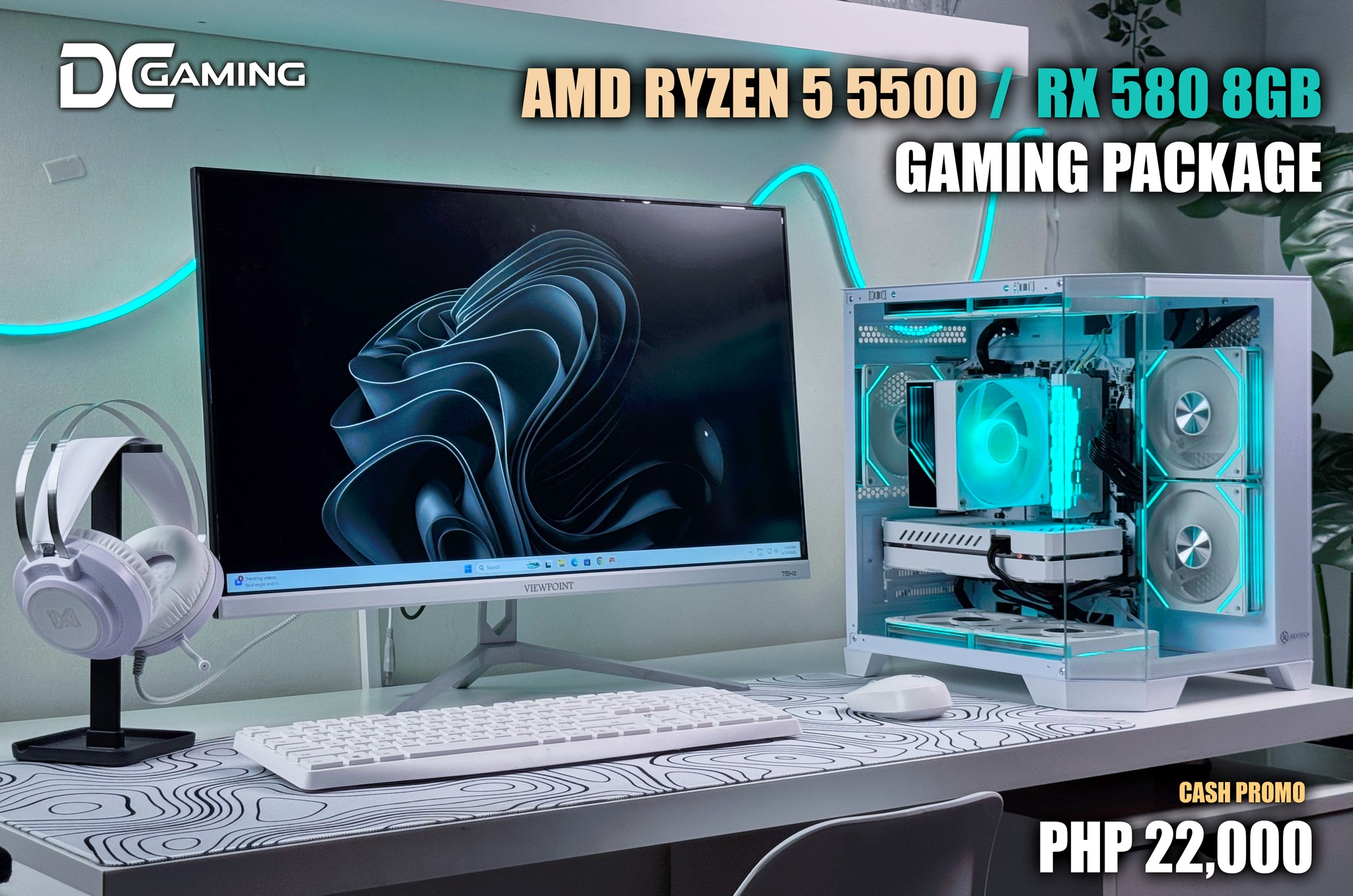 AMD Ryzen 5 5500 x RX 580 8GB WHITE - Gaming / Editing PC Build
