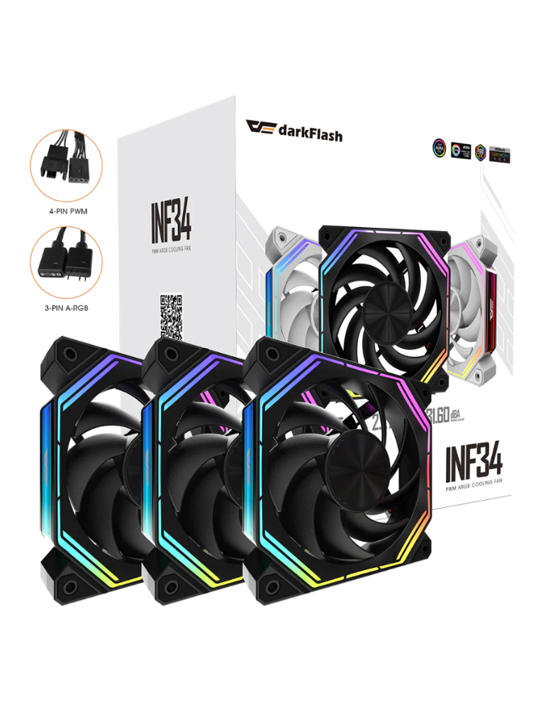 Darkflash INF34 | 3 in 1 Wireless Splicing aRGB Fan| BLACK
