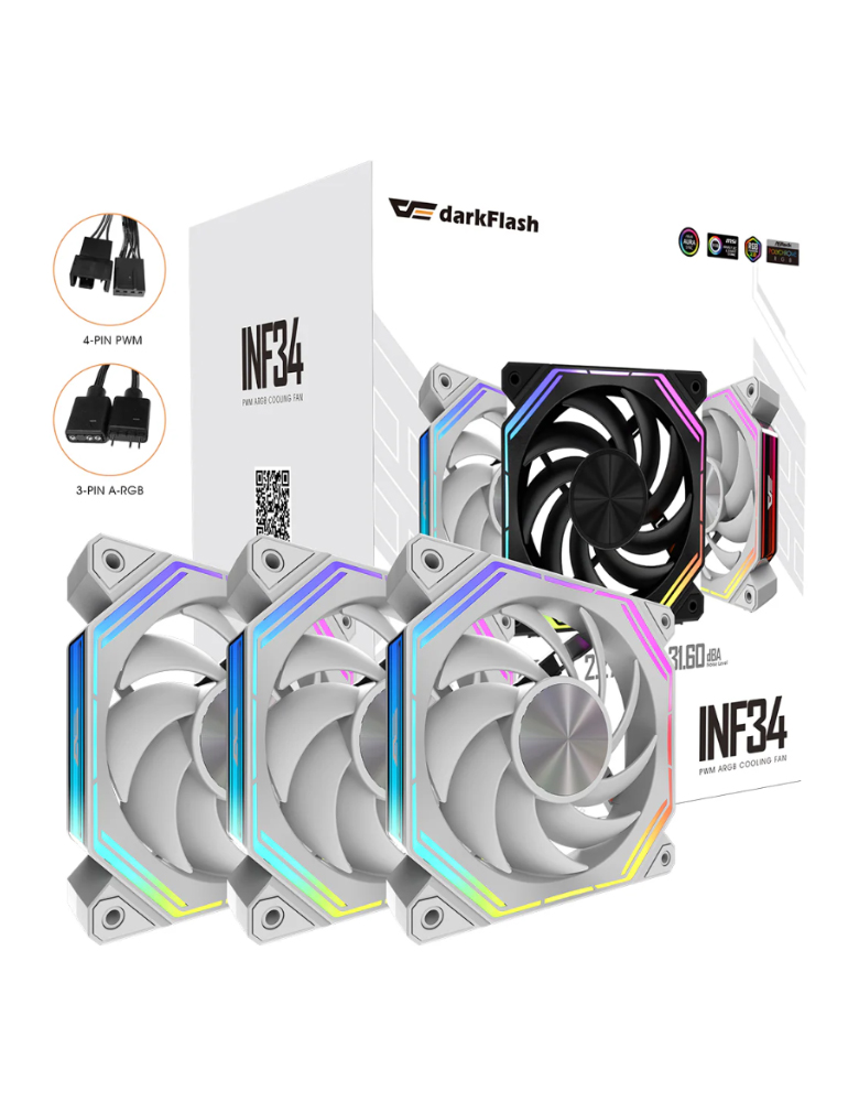 Darkflash INF34 | 3 in 1 Wireless Splicing aRGB Fan| WHITE